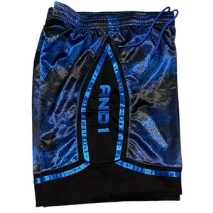 AND1 Mens Size XL Basketball Gym Court Workout Shorts Blue Black Athletic Casual